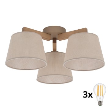 BRILAGI - LED opbouwkroonluchter LATTE SABIA 3xE27/15W/230V grenen/beige