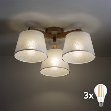 BRILAGI - LED opbouwkroonluchter LATTE SABIA 3xE27/15W/230V grenen/wit