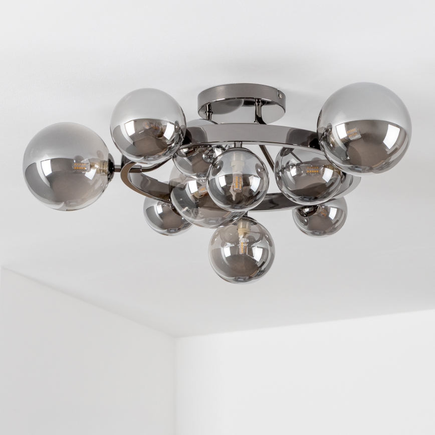 Brilagi - LED opbouwkroonluchter MILLA 10xG9/3W/230V zwart-chroom/rookglas