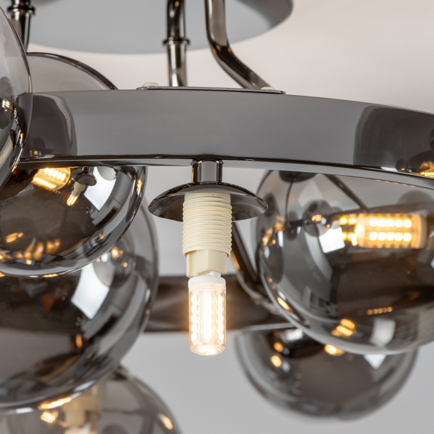 Brilagi - LED opbouwkroonluchter MILLA 10xG9/3W/230V zwart-chroom/rookglas