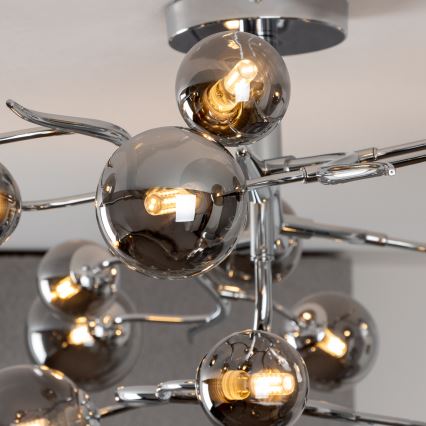 Brilagi - LED opbouwkroonluchter MISTEL 15xG9/3W/230V, zwart-chroom/rookglas