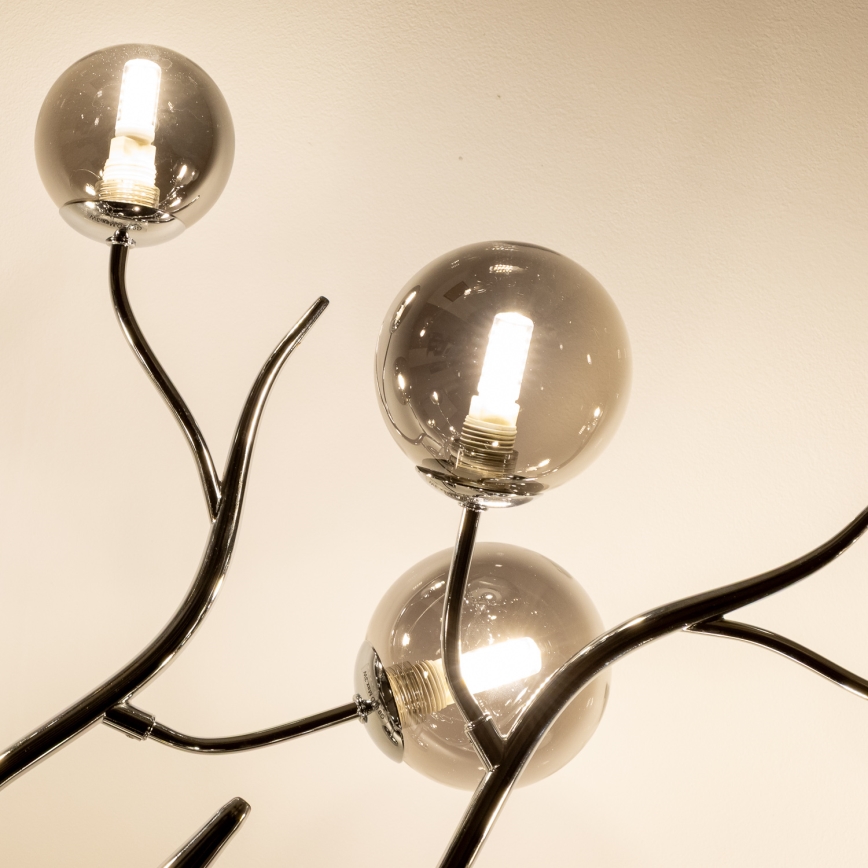 Brilagi - LED opbouwkroonluchter MISTEL 15xG9/3W/230V, zwart-chroom/rookglas