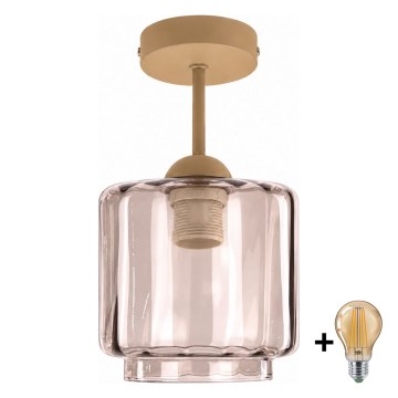 BRILAGI - LED opbouwkroonluchter RETRO GLASS 1xE27/60W/230V Ø 15 cm beige/gerookt beige