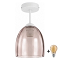 BRILAGI - LED opbouwkroonluchter RETRO GLASS 1xE27/60W/230V Ø 17 cm wit/rookbeige