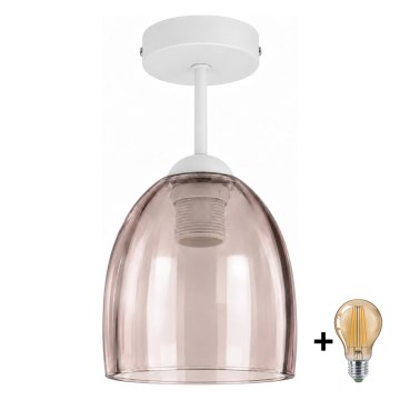BRILAGI - LED opbouwkroonluchter RETRO GLASS 1xE27/60W/230V Ø 17 cm wit/rookbeige