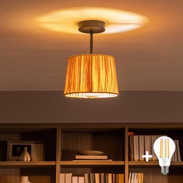 Brilagi - LED Opbouwlamp CERIA BOHO 1xE27/60W/230V Ø 20 cm zwart/rafia