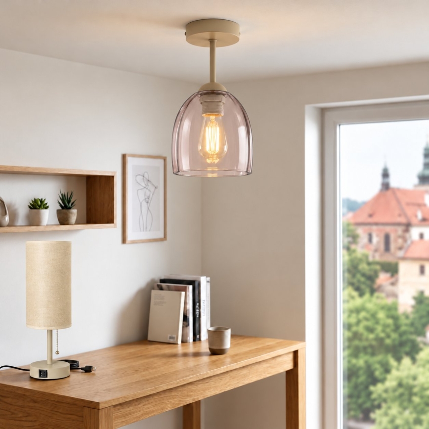 BRILAGI - LED Opbouwplafondlamp RETRO GLASS 1xE27/60W/230V Ø 17 cm beige/gerookt beige