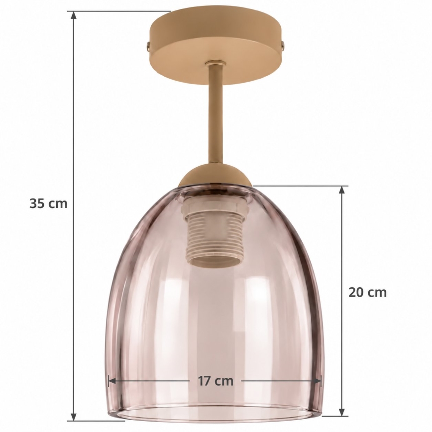 BRILAGI - LED Opbouwplafondlamp RETRO GLASS 1xE27/60W/230V Ø 17 cm beige/gerookt beige