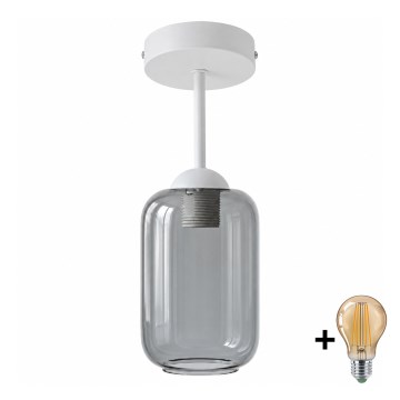 BRILAGI - LED opbouwlamp RETRO GLASS 1xE27/60W/230V Ø 14 cm wit/rookgrijs