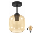 BRILAGI - LED opbouwlamp RETRO GLASS 1xE27/60W/230V Ø 14 cm zwart/rookbeige