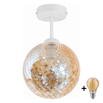 BRILAGI - LED Opbouwlamp RETRO GLASS 1xE27/60W/230V Ø 17 cm wit/gerookt beige