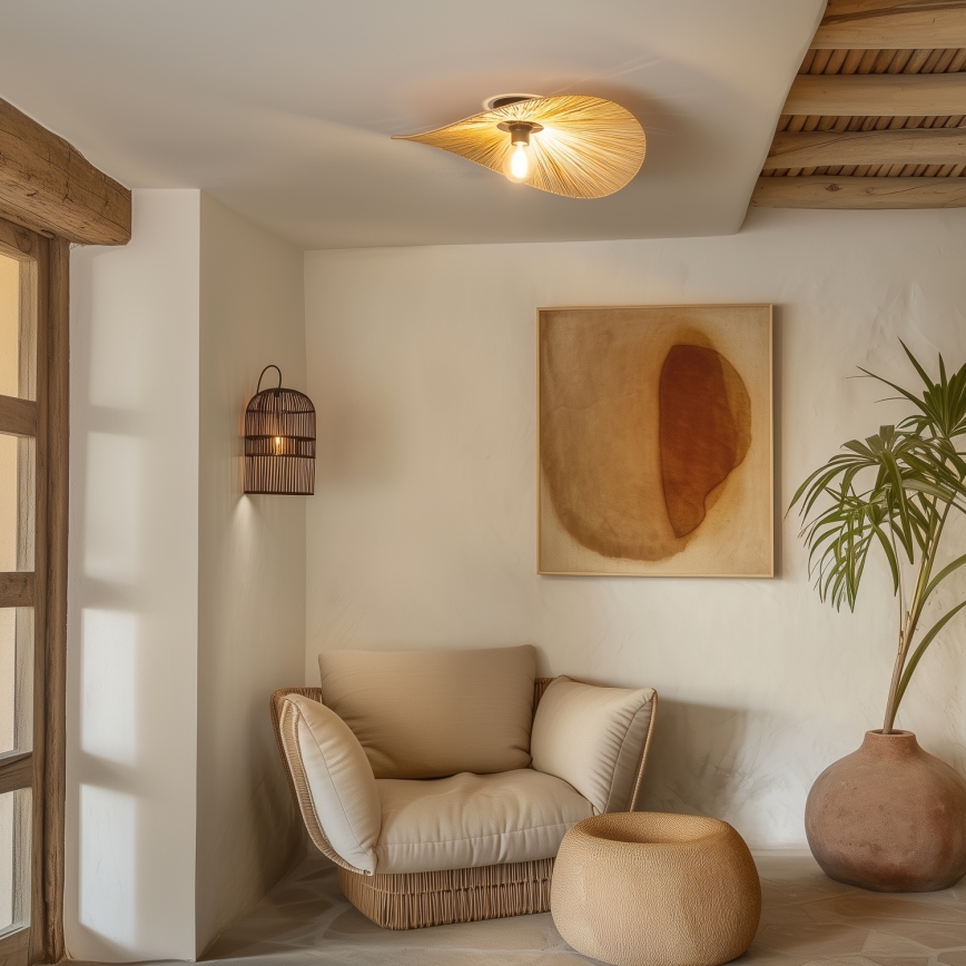 Brilagi - LED opbouwplafondlamp CERIA BOHO 1xE27/40W/230V Ø 60 cm raffia