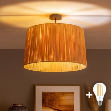 Brilagi - LED Opbouwplafondlamp CERIA BOHO 1xE27/60W/230V Ø50 cm zwart/raffia