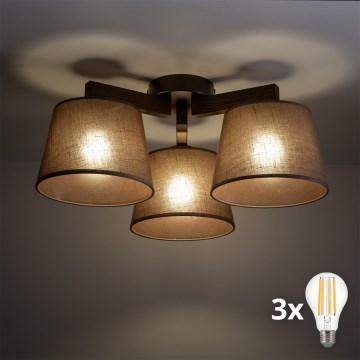 BRILAGI - LED Opbouwplafondlamp LATTE 3xE27/15W/230V grenen/bruin