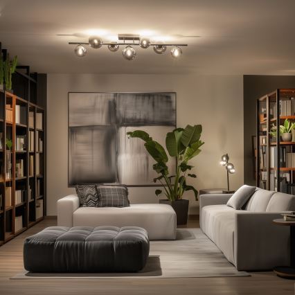 Brilagi - LED opbouwplafondlamp MILLA 7xG9/3W/230V zwart chroom/rookglas