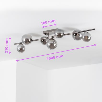 Brilagi - LED opbouwplafondlamp MILLA 7xG9/3W/230V zwart chroom/rookglas
