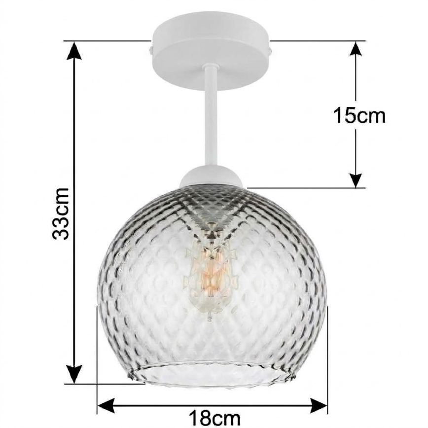 BRILAGI - LED plafonnière RETRO GLASS 1xE27/60W/230V Ø 18 cm wit/rookgrijs
