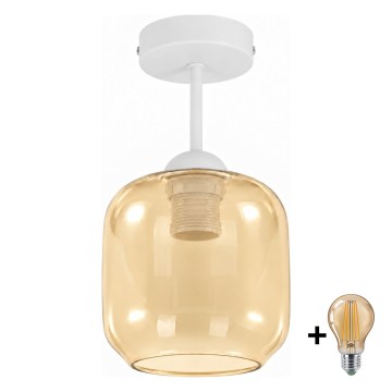 BRILAGI - LED opbouwplafondlamp RETRO GLASS 1xE27/60W/230V Ø 14 cm wit/gerookt beige