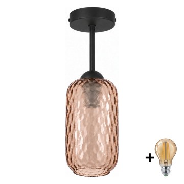 BRILAGI - LED opbouwplafondlamp RETRO GLASS 1xE27/60W/230V Ø 14 cm zwart/rookbruin