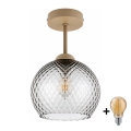 BRILAGI - LED opbouwplafondlamp RETRO GLASS 1xE27/60W/230V Ø 25 cm beige/rookgrijs