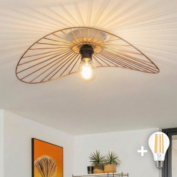 Brilagi - LED opbouwplafonnière CERIA WIRE 1xE27/40W/230V 40x56 cm brons/eiken