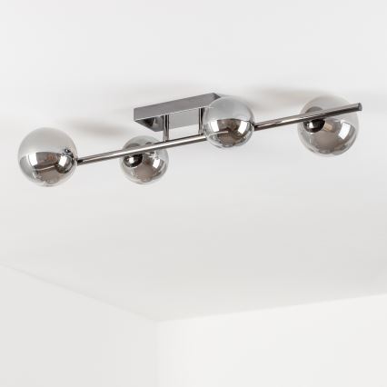 Brilagi - LED opbouwplafonnière MILLA 4xG9/3W/230V zwart chroom/rookglas