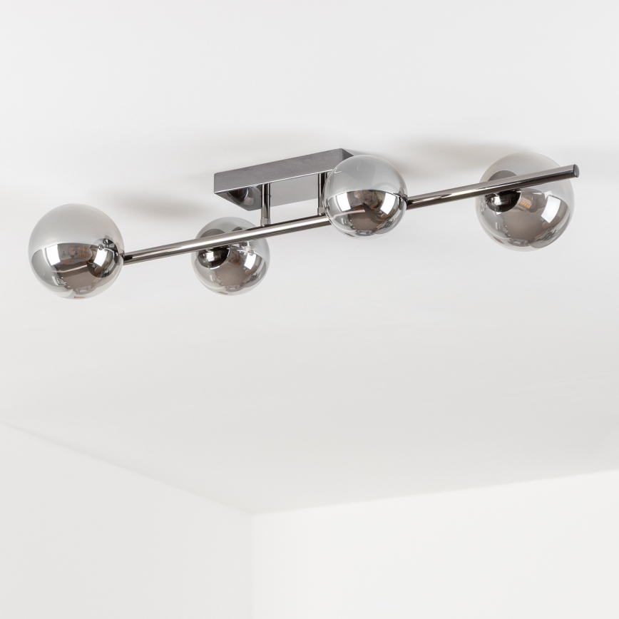 Brilagi - LED opbouwplafonnière MILLA 4xG9/3W/230V zwart chroom/rookglas