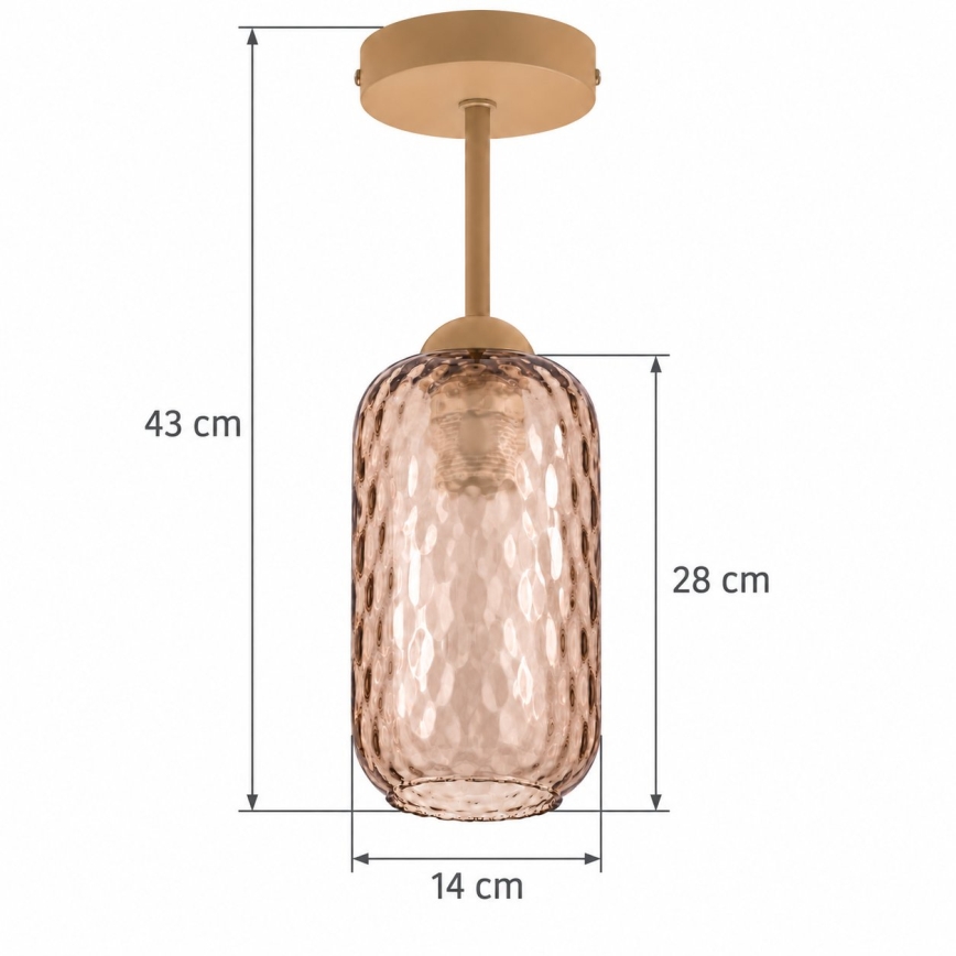 BRILAGI - LED Opbouwplafondlamp RETRO GLASS 1xE27/60W/230V Ø 14 cm beige/rookbruin