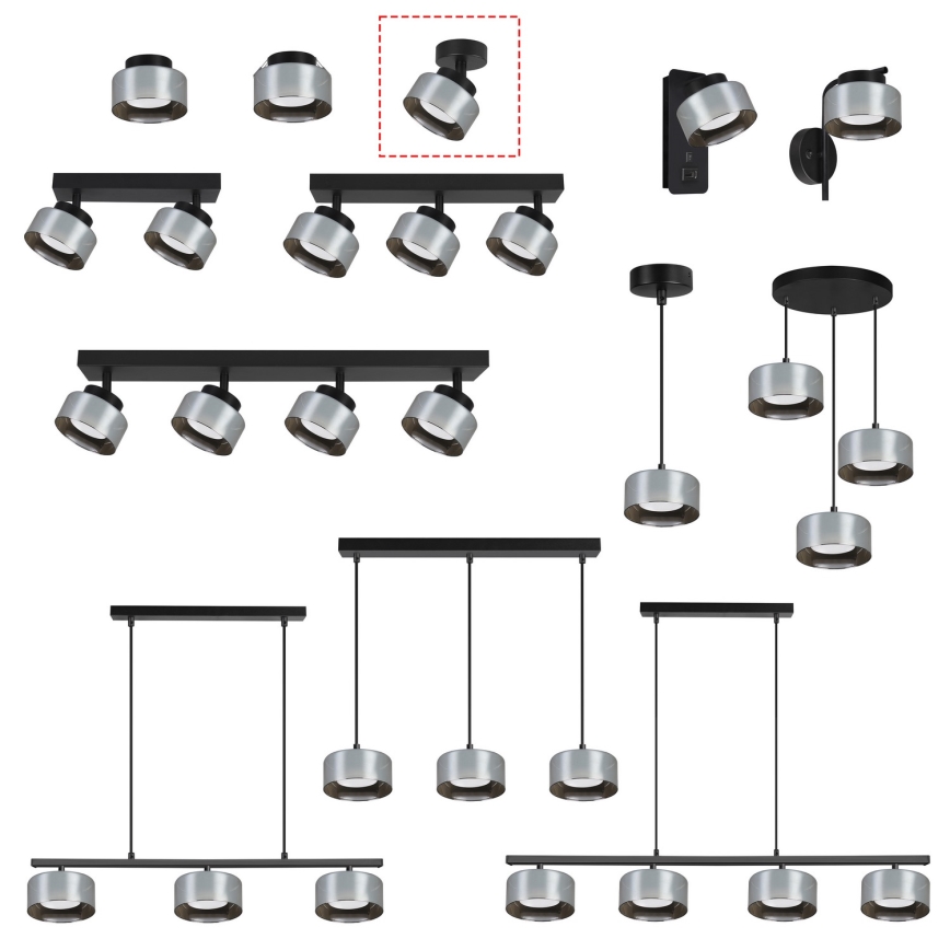 Brilagi - LED Opbouwspot AURA LUX 1xGX53/30W/230V Ø 13 cm zwart/gerookt glas