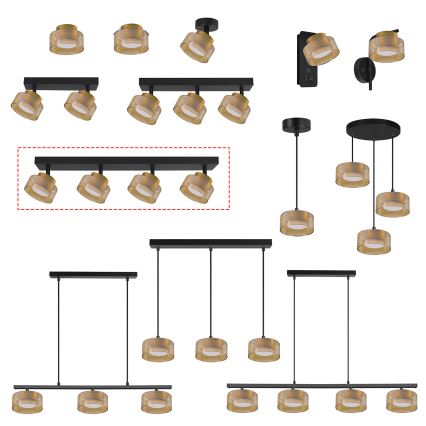Brilagi - LED Opbouwspot AURA LUX 4xGX53/30W/230V zwart/goud