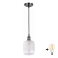BRILAGI - LED pendellamp aan kabel RETRO GLASS 1xE27/60W/230V Ø 14 cm zwart/wit