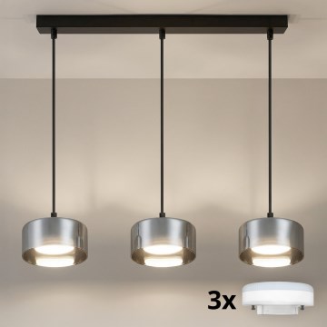 Brilagi - LED Pendellamp AURA LUX 3xGX53/30W/230V zwart/rookglas