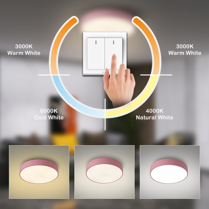Brilagi - LED-plafondlamp POOL LED/36W/230V 3000/4000/6000K Ø 30 cm roze