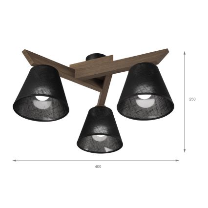 Brilagi - LED Opbouwlamp ANTHONY 3xE14/40W/230V eiken walnoot/zwart