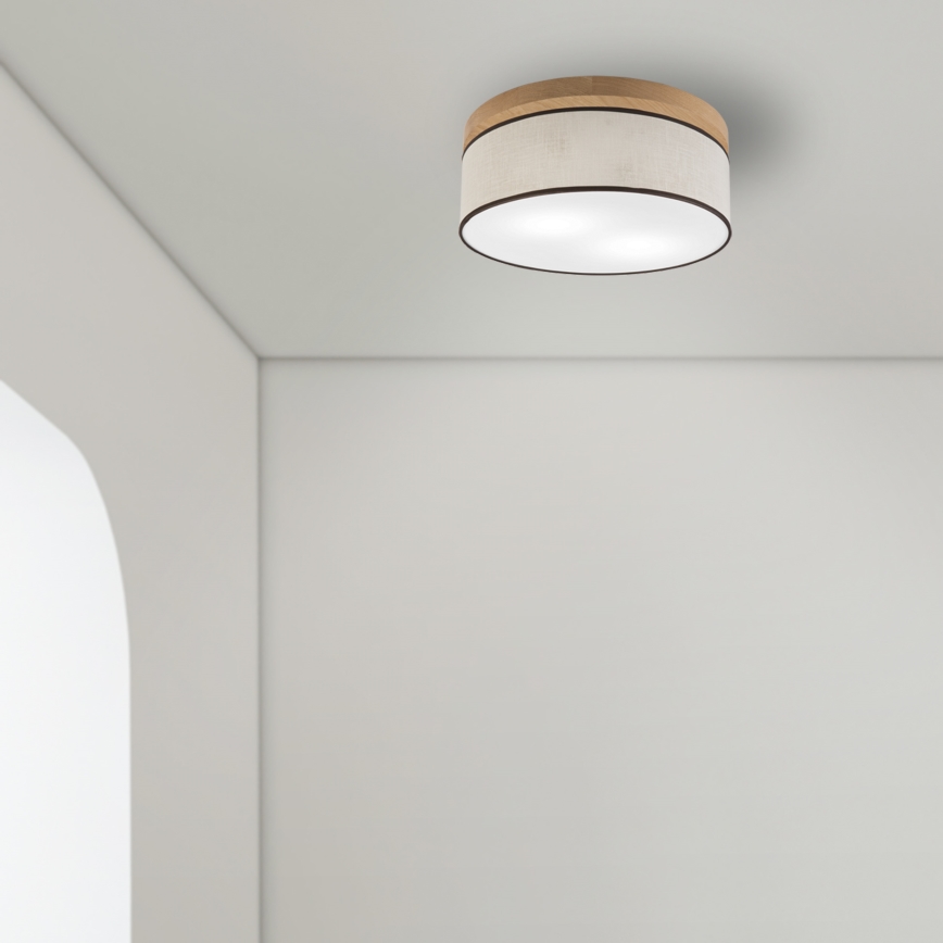 Brilagi - LED Plafondlamp BELLADONNA 2xE27/15W/230V diameter 40 cm crème/eiken