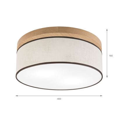 Brilagi - LED Plafondlamp BELLADONNA 2xE27/15W/230V diameter 40 cm crème/eiken