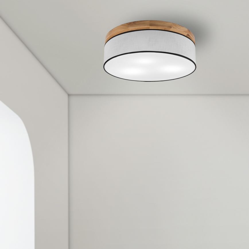 Brilagi - LED Plafondlamp BELLADONNA 3xE27/15W/230V diameter 50 cm wit/eiken