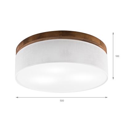 Brilagi - LED Plafondlamp BELLADONNA 3xE27/15W/230V diameter 50 cm wit/eiken kers