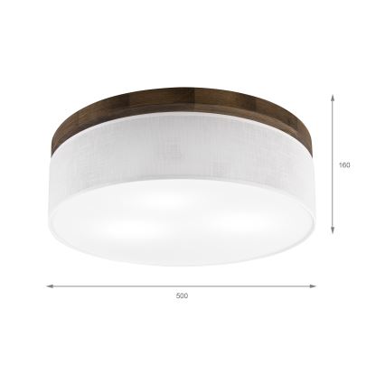 BRILAGI - LED plafondlamp BELLADONNA 3xE27/15W/230V Ø 50 cm wit/eiken-walnoot
