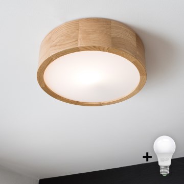 Brilagi - LED Plafondlamp CARVALHO 1xE27/60W/230V eiken diameter 27,5 cm