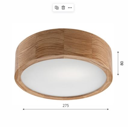 Brilagi - LED Plafondlamp CARVALHO 1xE27/60W/230V eiken diameter 27,5 cm