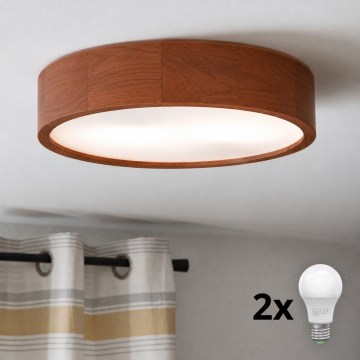 Brilagi - LED plafondlamp CARVALHO 2xE27/30W/230V eiken/kersen Ø 37 cm