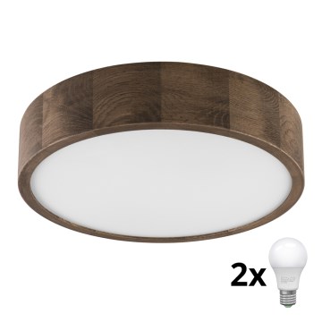 Brilagi - LED Plafondlamp CARVALHO 2xE27/60W/230V eiken diameter 37 cm