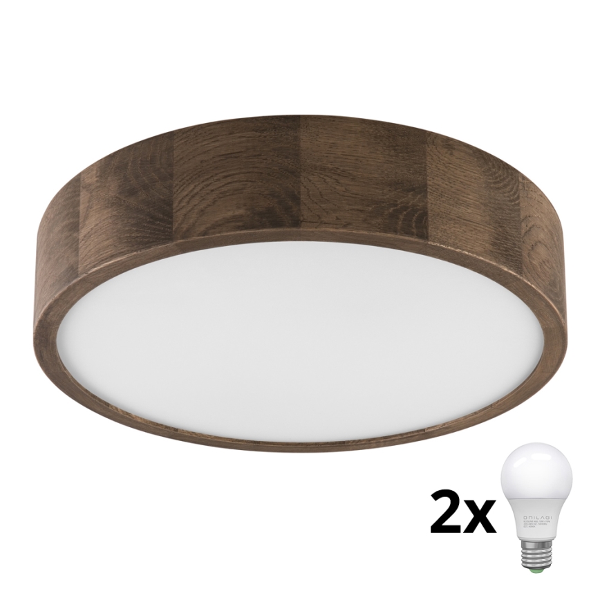 Brilagi - LED Plafondlamp CARVALHO 2xE27/60W/230V eiken diameter 37 cm