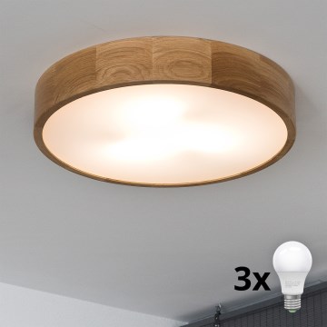 Brilagi - LED Plafondlamp CARVALHO 3xE27/60W/230V eiken diameter 47,5 cm