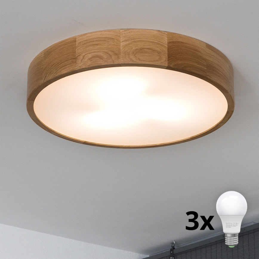 Brilagi - LED Plafondlamp CARVALHO 3xE27/60W/230V eiken diameter 47,5 cm