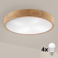 Brilagi - LED Plafondlamp CARVALHO 4xE27/60W/230V eik 57,5 cm