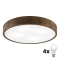 Brilagi - LED plafondlamp CARVALHO 4xE27/60W/230V eiken-walnoot diam. 57,5 cm