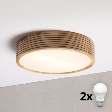 Brilagi - LED-plafondlamp CARVALHO MODERN 2xE27/60W/230V Ø 37,5 cm eiken