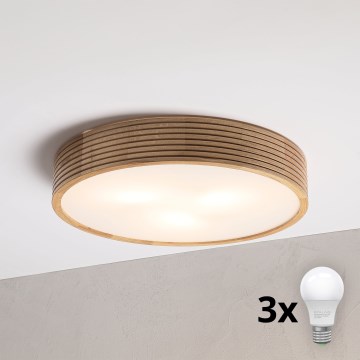 Brilagi - LED-plafondlamp CARVALHO MODERN 3xE27/60W/230V Ø 47,5 cm eiken